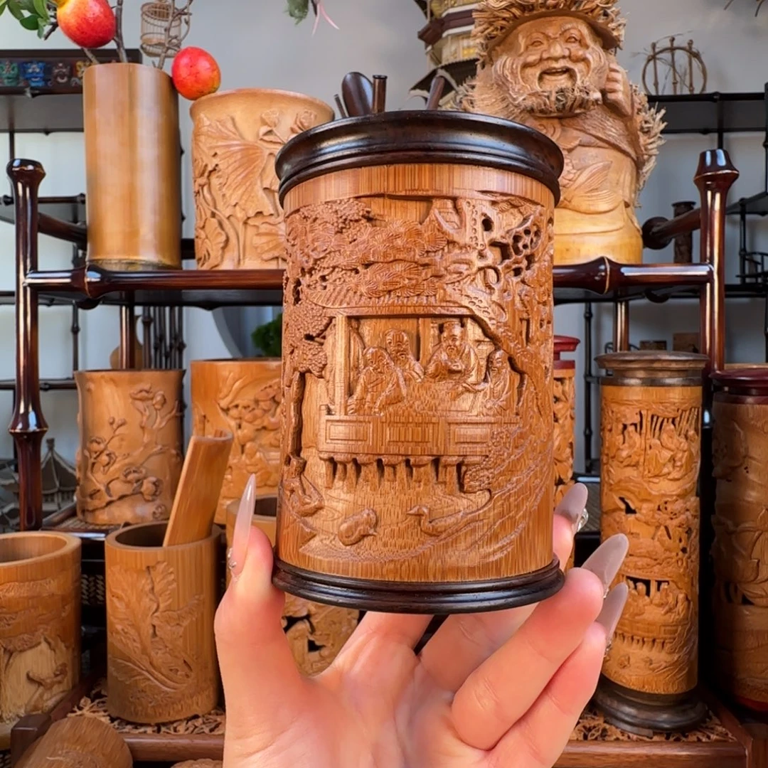 香榧木兰亭雅集茶叶罐