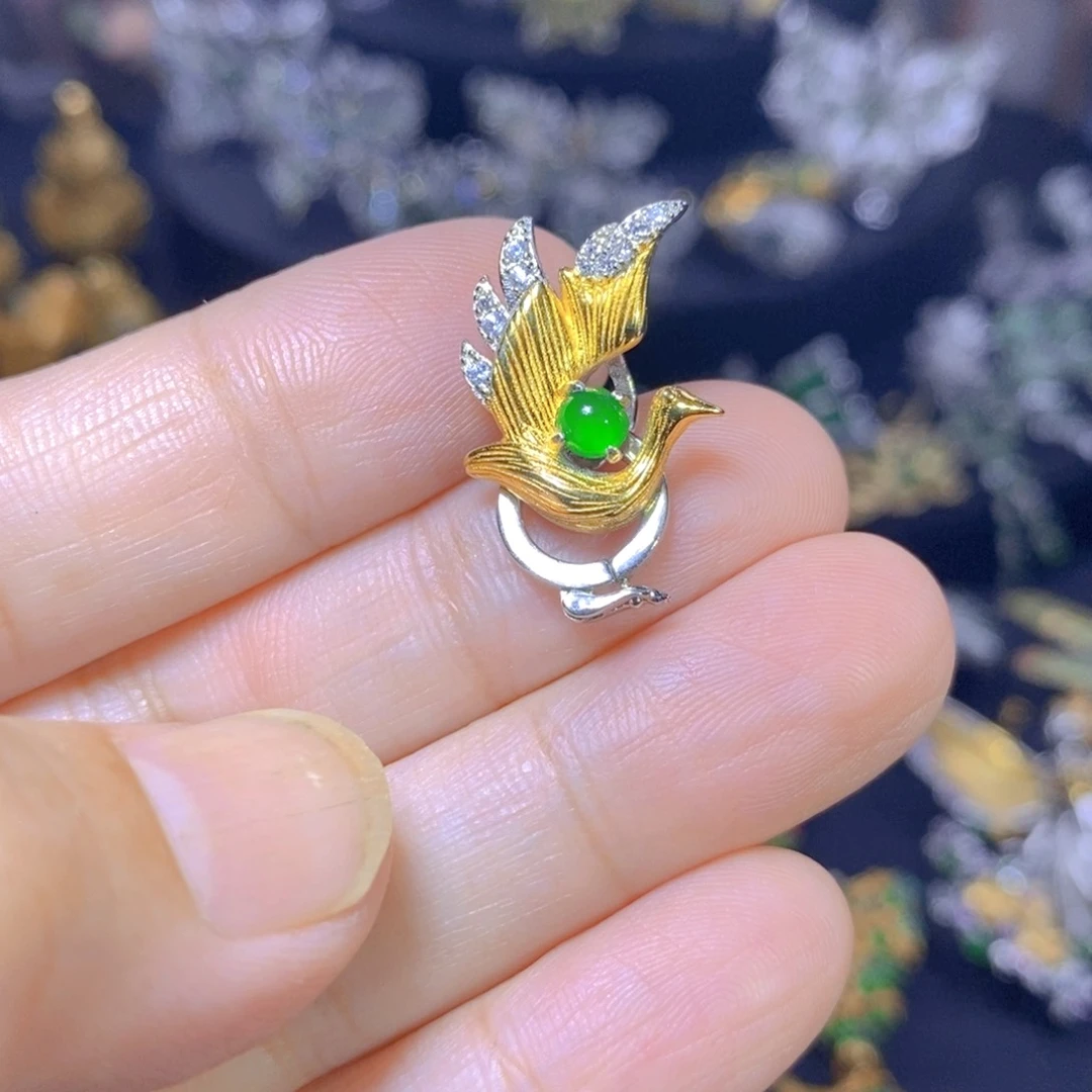 翡翠银S925镶嵌颈饰天然翡翠