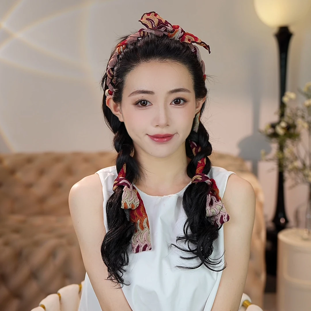 蝴蝶结波浪发箍简约甜美温柔发饰时尚百搭气质编织头箍优雅复古