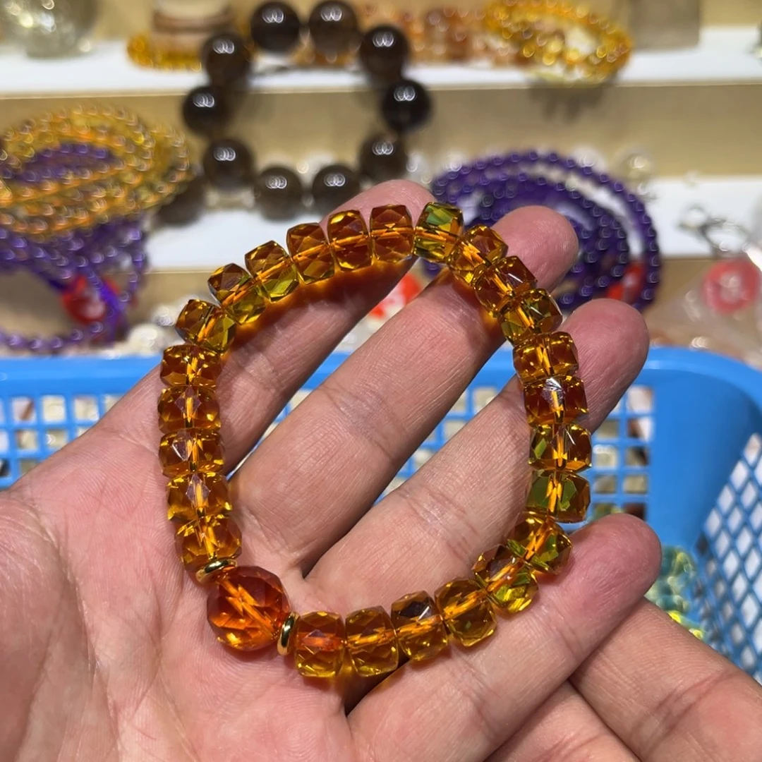 爱***了非金属巴西黄刻面手串