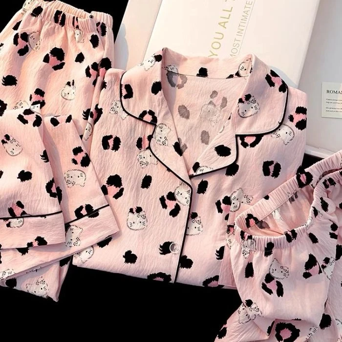 云朵棉三件套短袖短裤长裤可爱卡通睡衣少女家居服套装夏季薄款