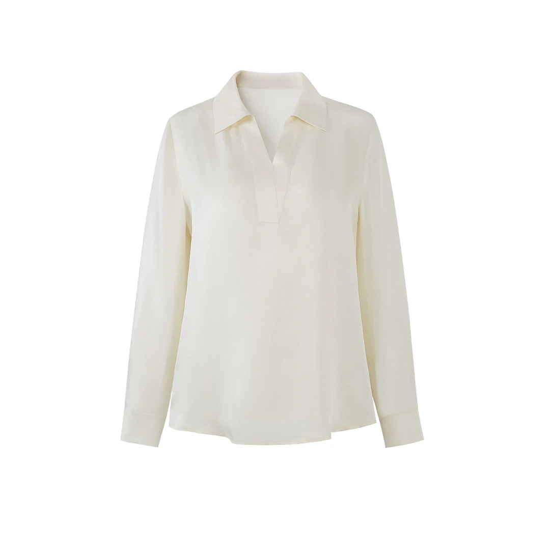 2025早春新款【100%桑蚕丝斜纹绸】高端斜纹绸衬衫上衣5149-1