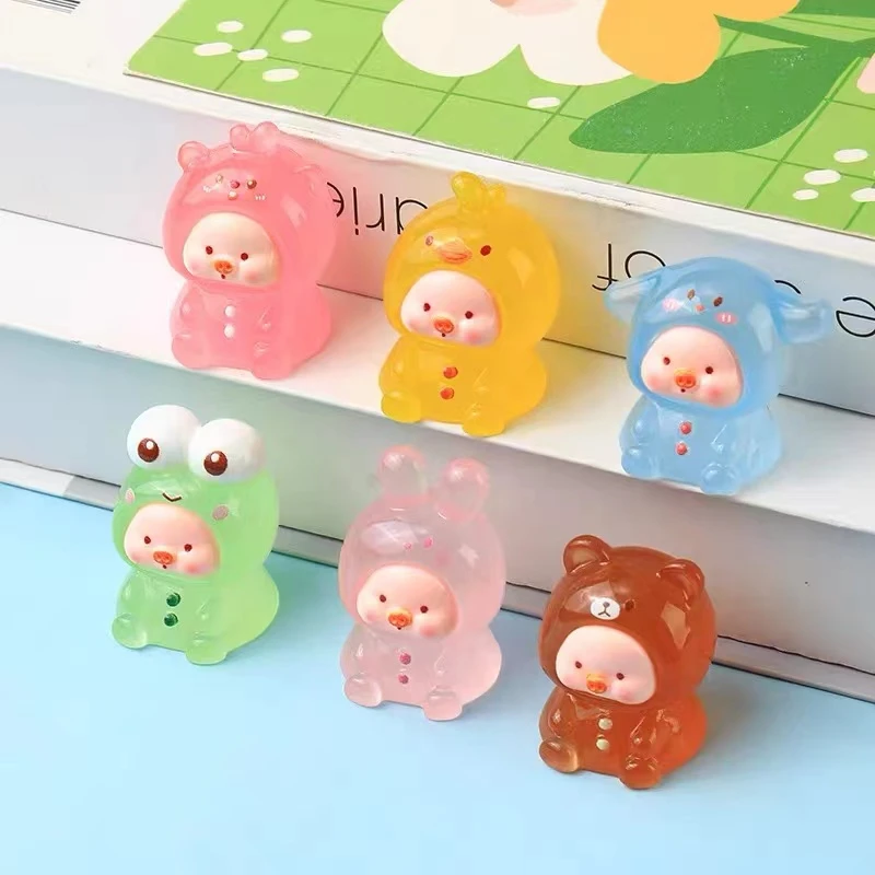 【夜光坐姿小猪】创意网红少女心可爱便携立体家用树脂diy摆件