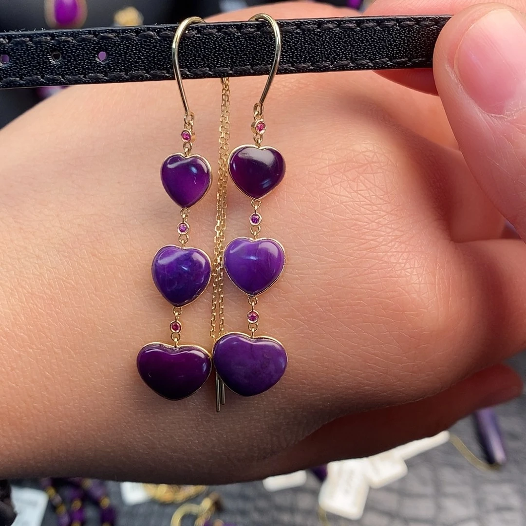 苏纪石（舒俱来）耳饰18K金镶嵌