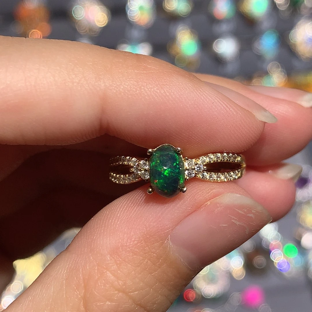 欧泊银S925镶嵌欧泊戒指y