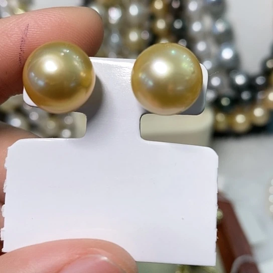 海水珍珠耳饰银S925镶嵌12-13