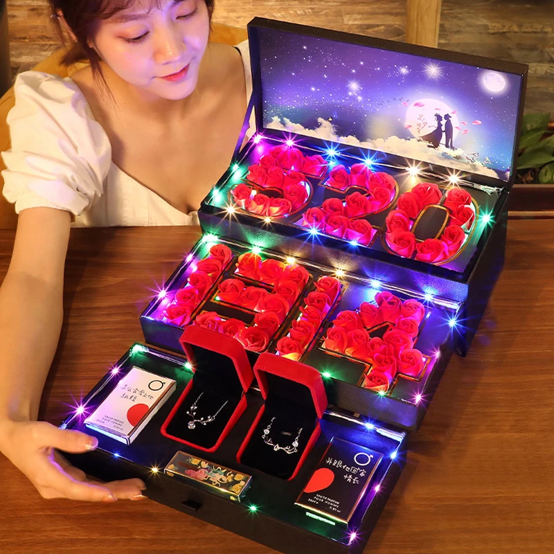 520情人节礼物女巧克力彩妆套装香皂花礼盒生日礼物送女友创意