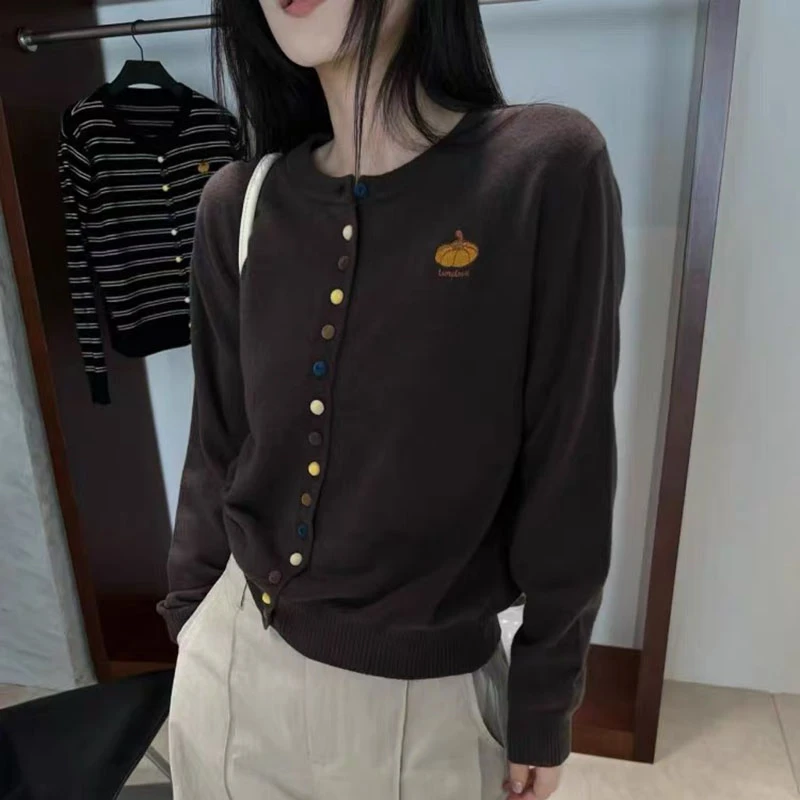 【香嘉怡新品】XJYE016女士上衣100绵羊毛圆领开衫秋冬针织衫