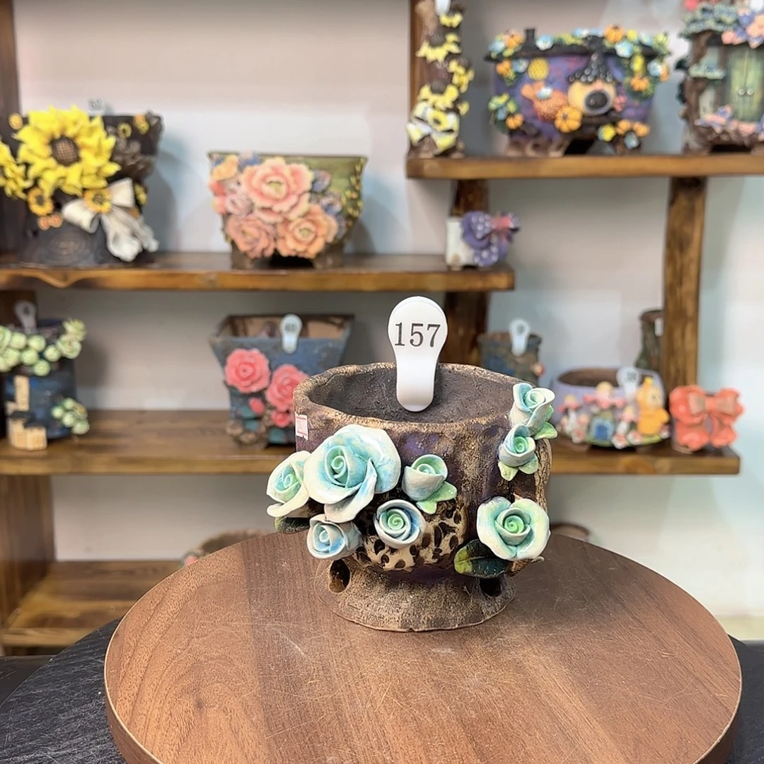 本默花器麦饭石花盆