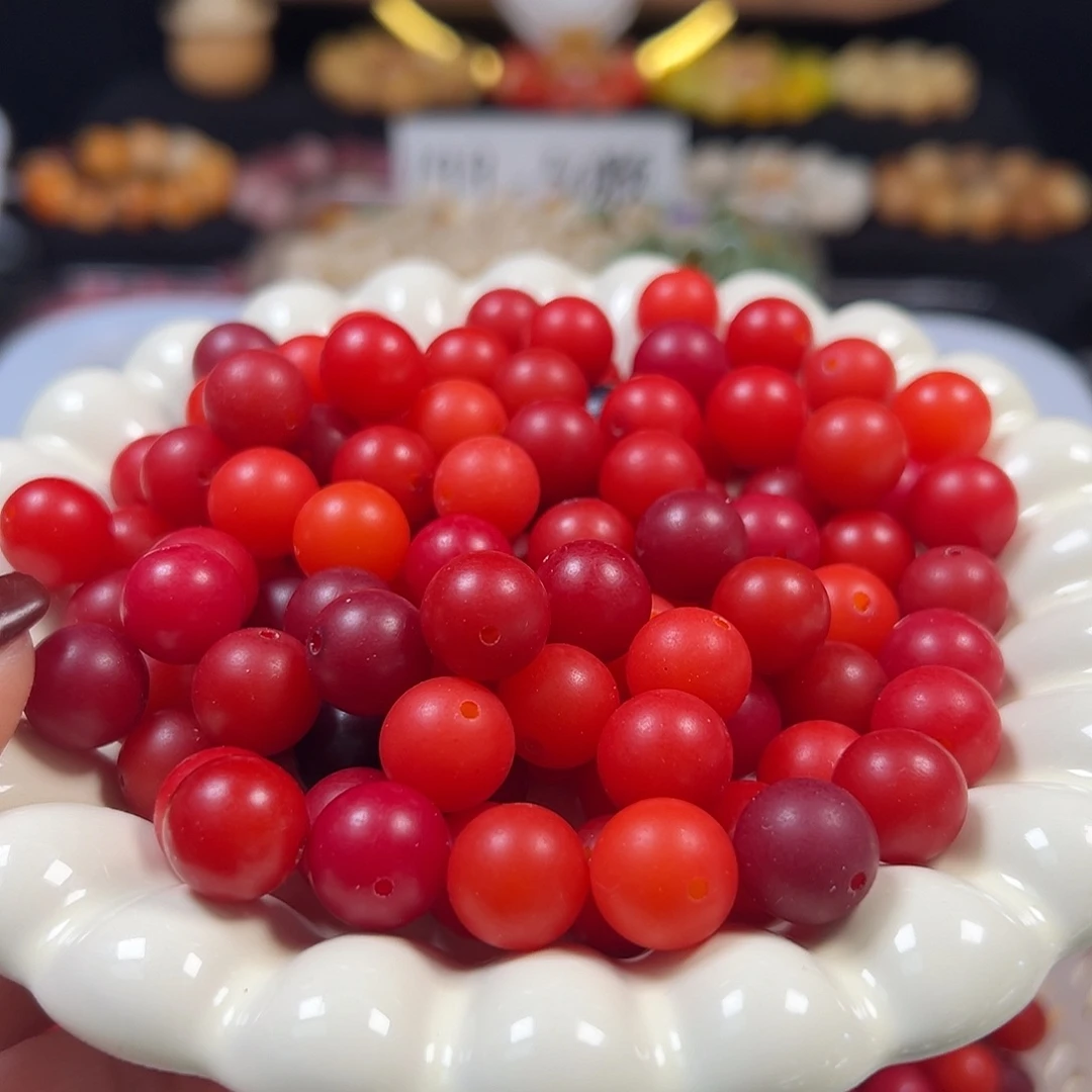 菩提根/象牙果手串微瑕卡12/13橘红圆150颗