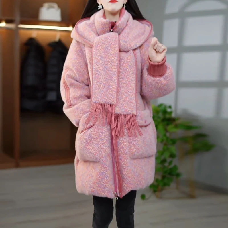 霖优【粉黛花灵】2025冬季洋气明媚韩版优雅宽松减龄百搭棉服外套女