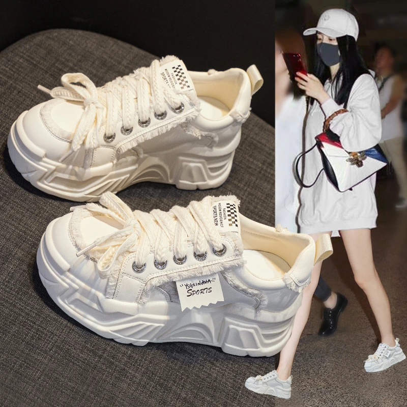 内增高老爹鞋女秋季2025新款爆款厚底松糕休闲运动小白鞋女款