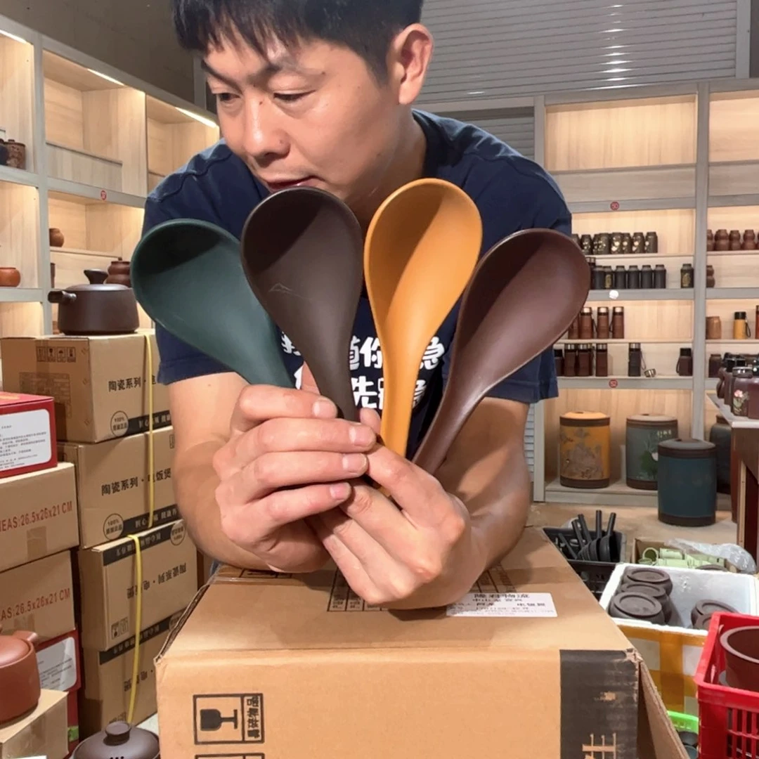 紫砂茶叶罐四色汤勺