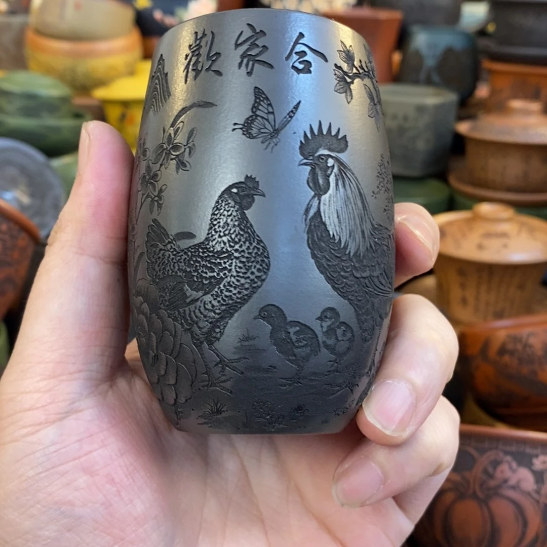 紫砂杯子宜兴全手工紫砂杯