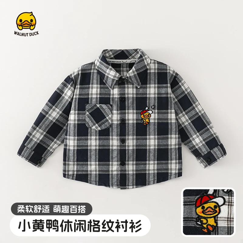 【玉】2025春季新款小黄鸭经典格子衬衣5C003