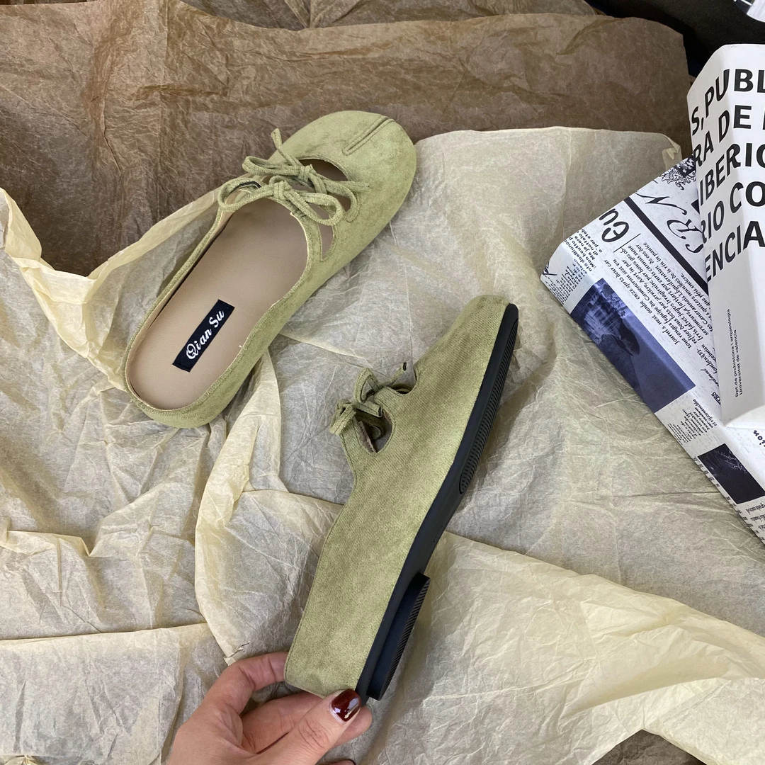 qsxy-1721-3ol网红穆勒鞋新款蝴蝶结包头皮鞋懒人鞋平底韩版外穿