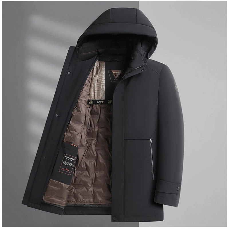 恒源祥活面脱卸内胆中长款羽绒服男冬季保暖外套加大码加厚鹅绒服