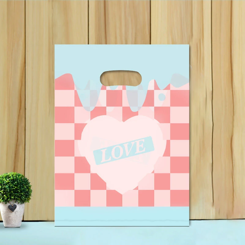 卡通马卡龙色复古风小清新购物袋防水塑料袋服装时尚