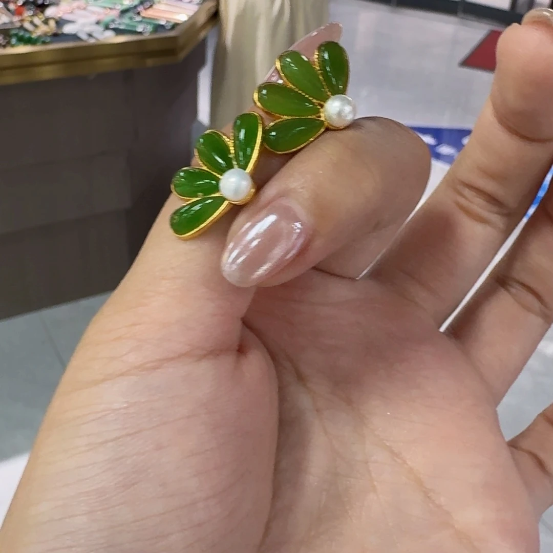 和田玉银S925镶嵌耳饰多样性发货 拍一发一