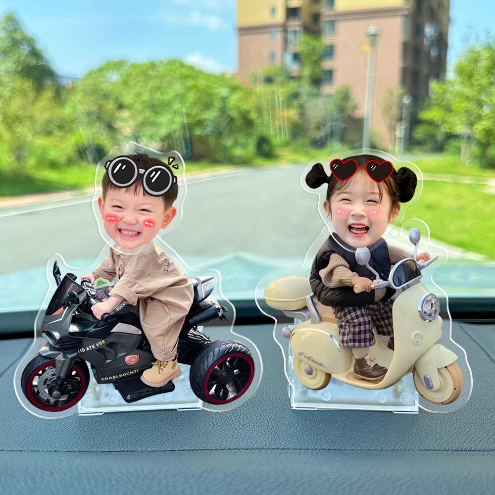 新款汽车摆件小人摇头照片定制宝宝情侣三人一家四口车载装饰