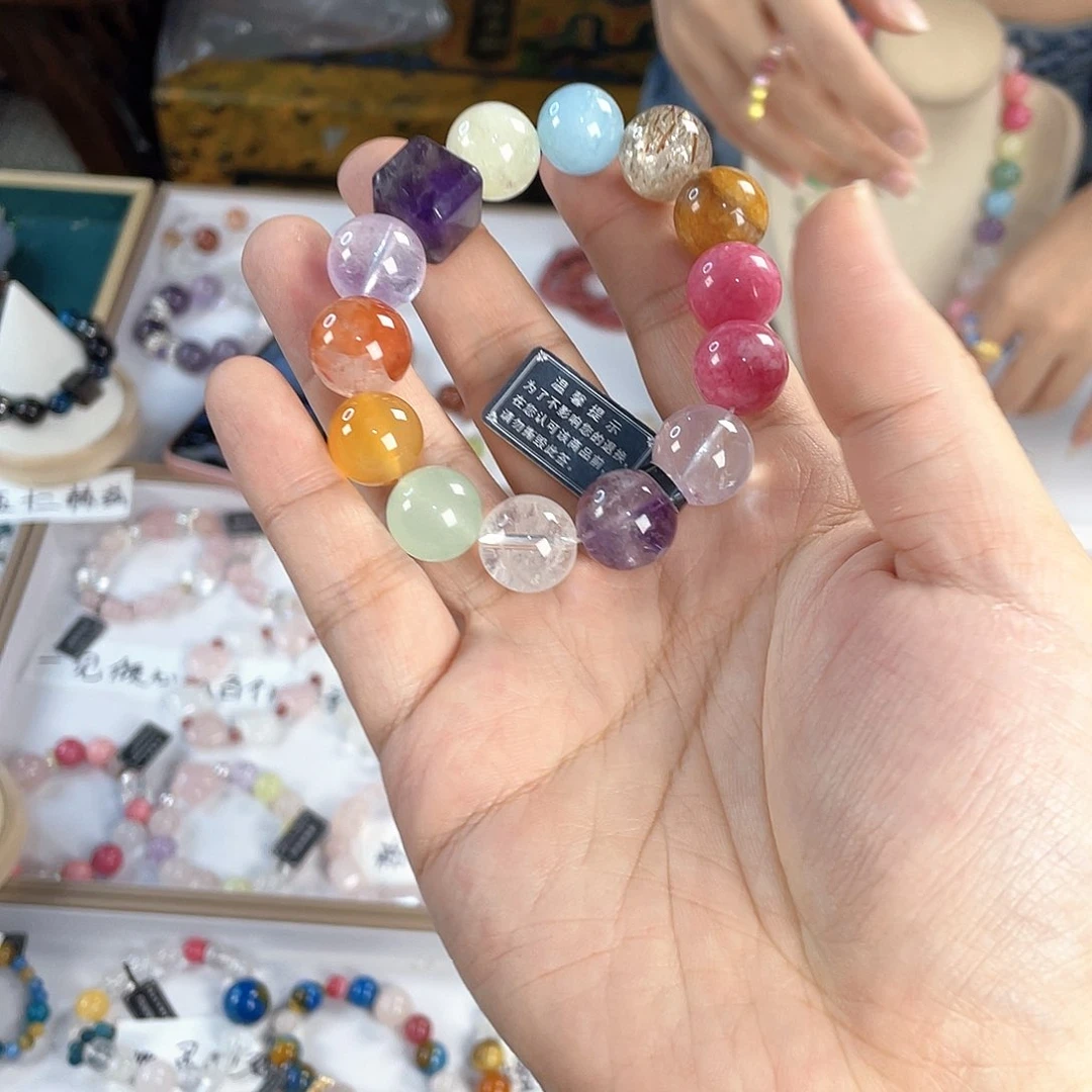 水晶手链银S925镀金镶嵌