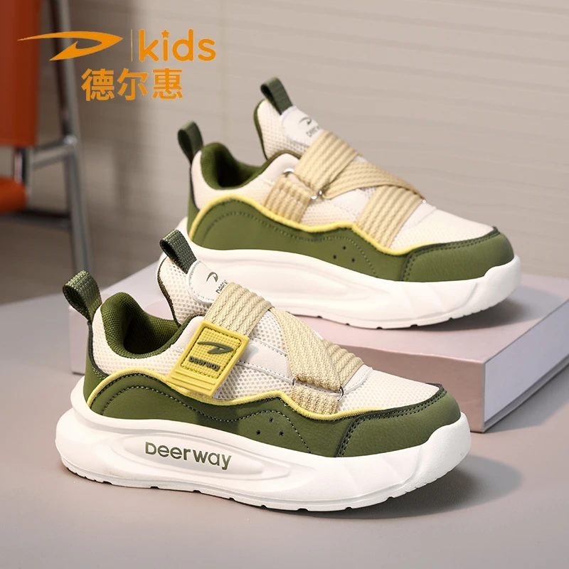 德尔惠童鞋男童运动鞋子2025春秋季新款网面透气跑步鞋儿童小板鞋