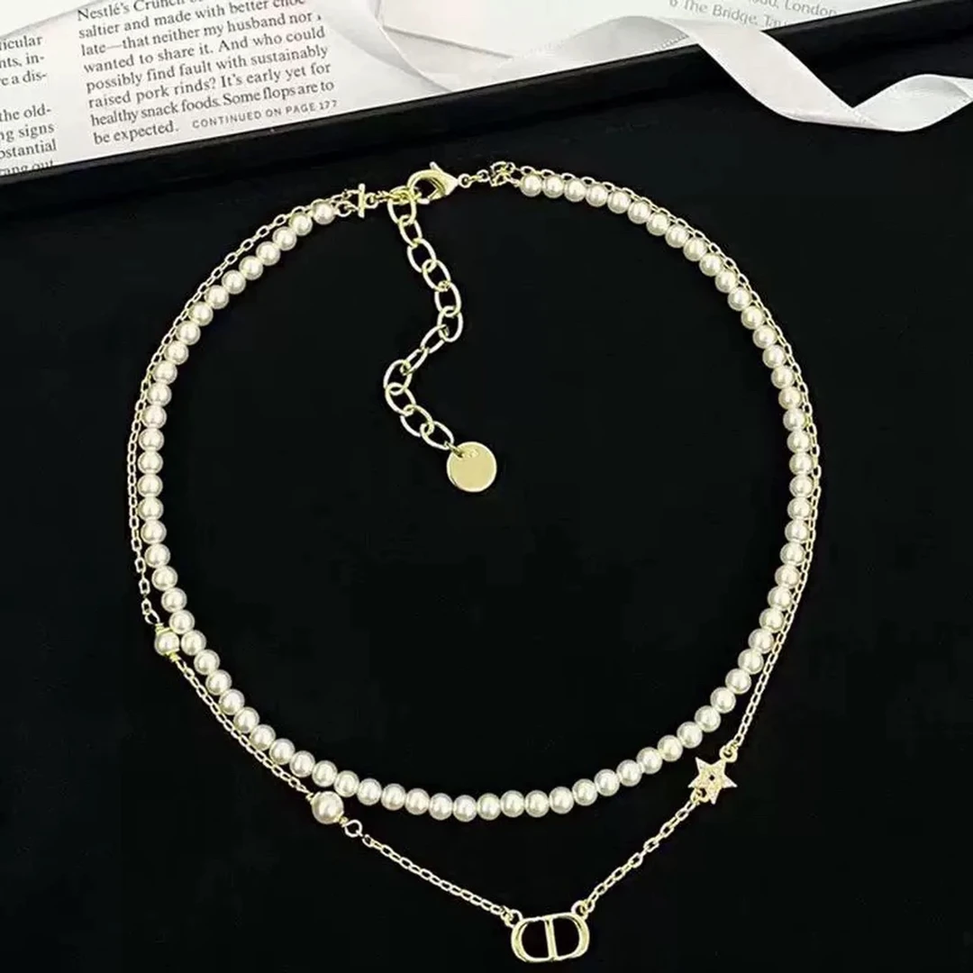 铜合金仿珍珠项链 时尚气质名媛百搭双层可分开项链毛衣链