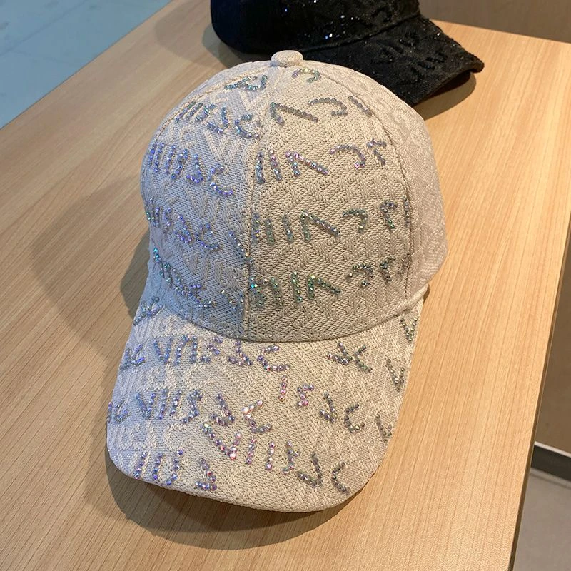 帽子女士水钻字母韩版潮棒球帽时尚百搭休闲刺绣遮阳防晒鸭舌帽夏