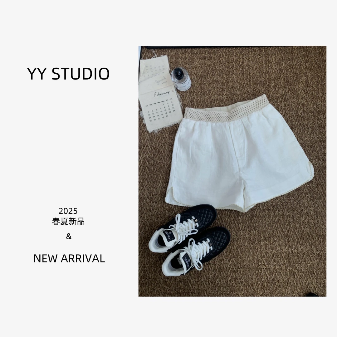 【YY STUDIO】慕斯咖人 亚麻春夏设计感高腰老钱百搭短裤