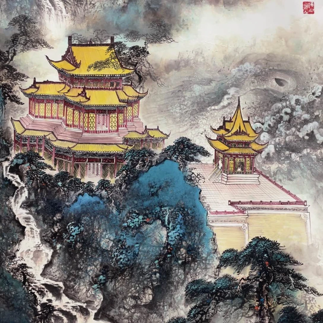国画手绘带装裱和运险w