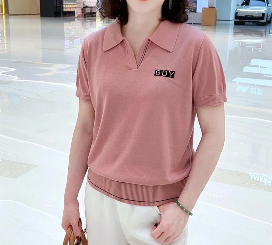 【清凉+透气】女士天丝莱赛尔短袖（2518）欧若风大码夏季小衫翻领