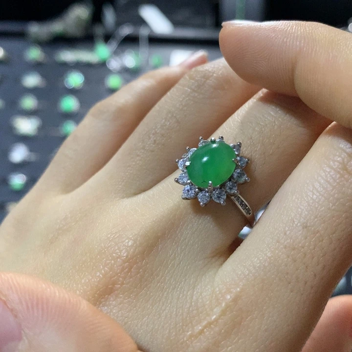 翡翠银S925镶嵌戒指