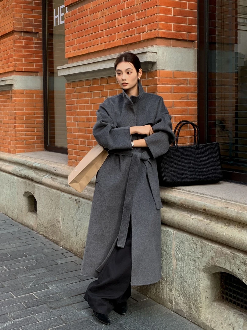 特价 CLEAN SPACE 52917 长款双面呢大衣