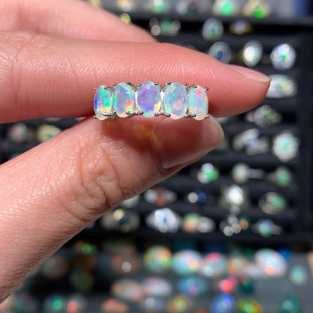 欧泊戒指款式银S925镶嵌奥****鼠