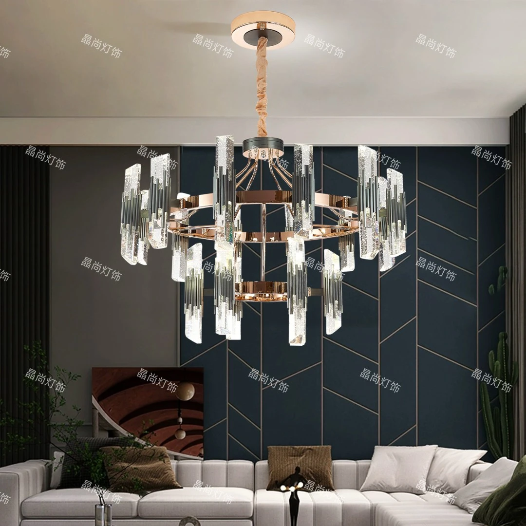 【晶尚】"水晶之恋"现代轻奢高端大气客餐厅主卧高级灰气泡水晶吊灯