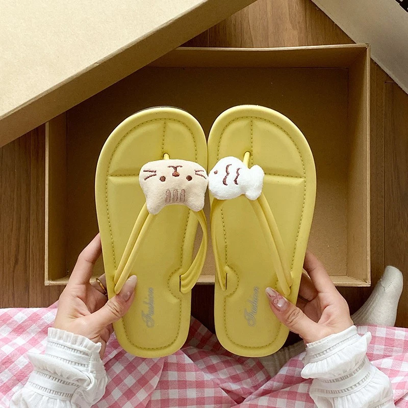 少女心人字拖鞋女夏季2025新款卡通可爱学生网红ins拖鞋防滑厚底D