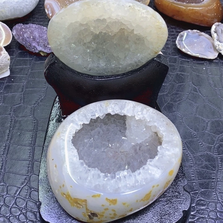 未镶嵌珠宝半成品紫晶白晶盆