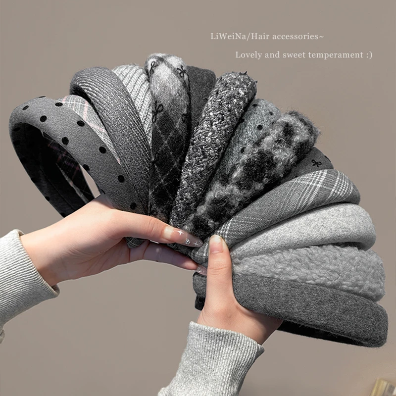 气质格雷系高颅顶发箍女2024秋冬新款洗脸压发头箍发卡头饰高级感