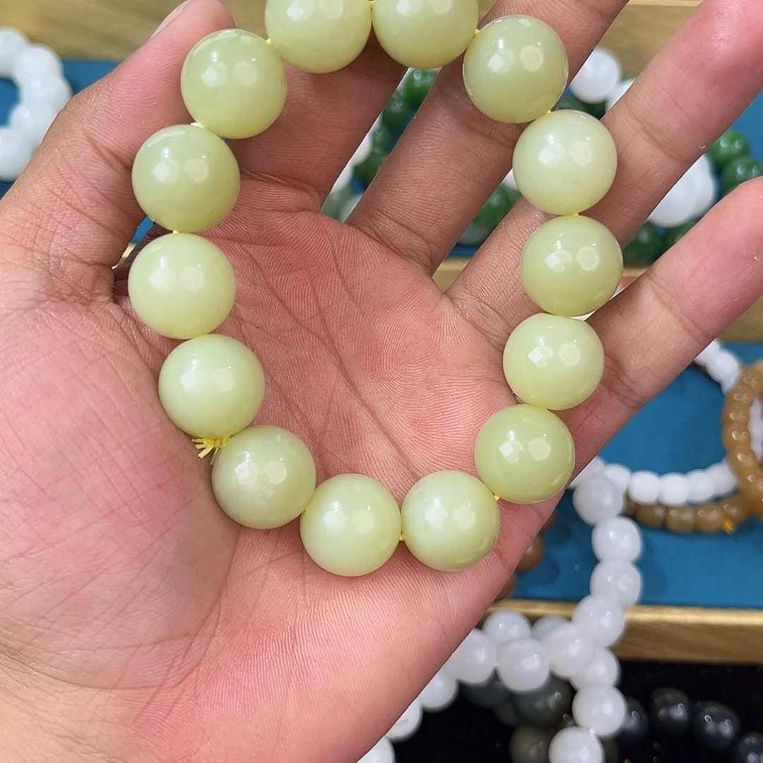 手串未镶嵌和田玉纯天然新疆和田玉若羌黄口16mm