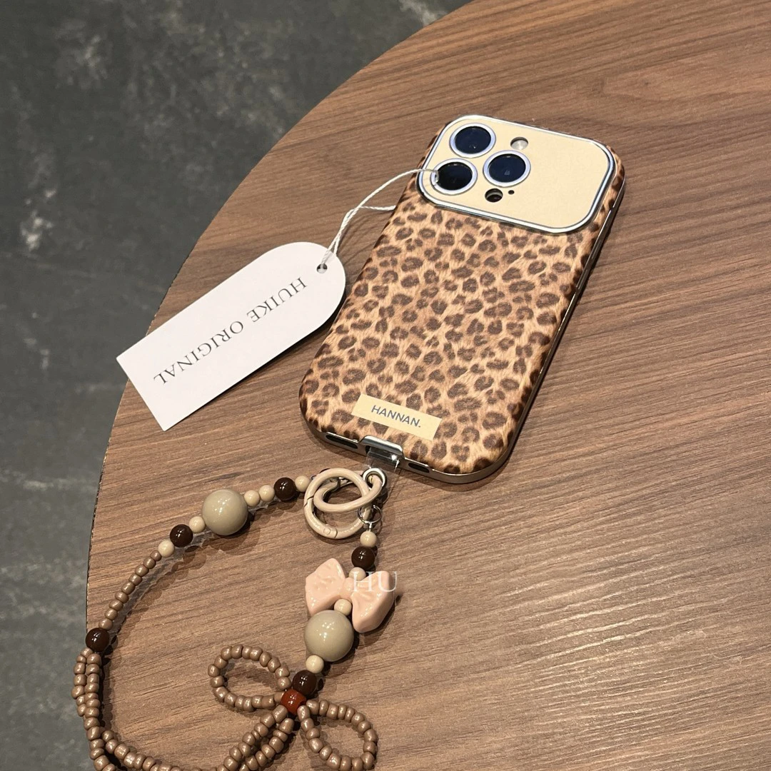 皮纹大视窗豹纹适用苹果16手机壳新款iphone15/14/13promax手链