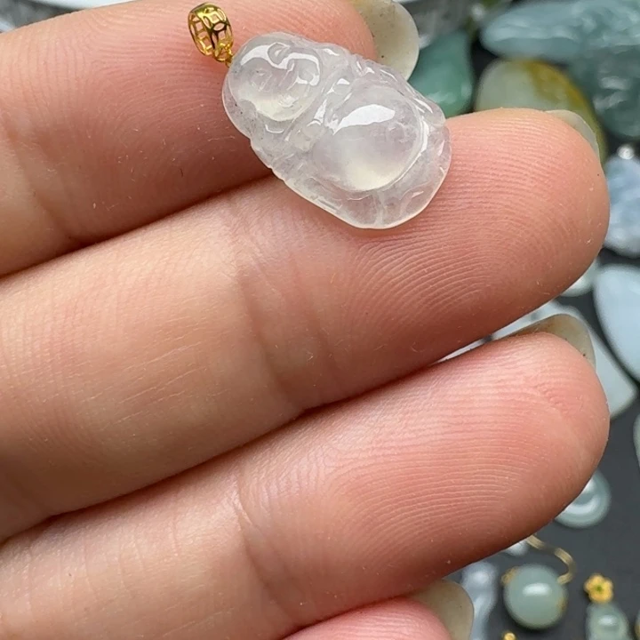 翡翠18K金镶嵌吊坠(不含链)