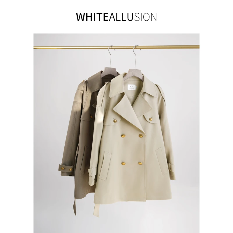 素典年中清仓【177】秋季风衣设计师新款气质高级感双排扣