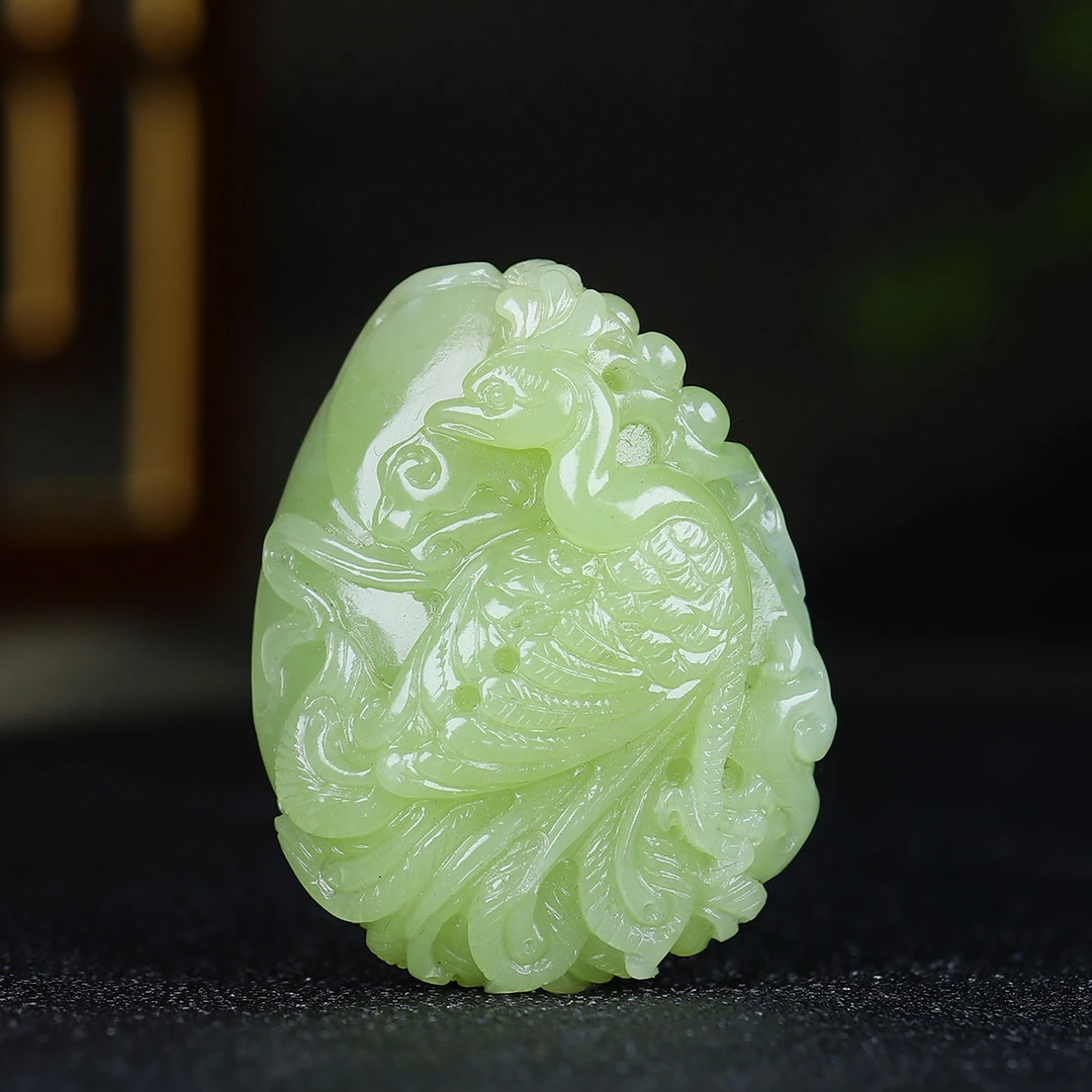 10110和田玉黄玉凤凰吊坠