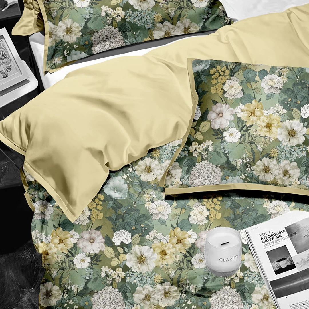 B5273  纯棉100s活性数码印花双人床单 花崎245*250复古风舒适