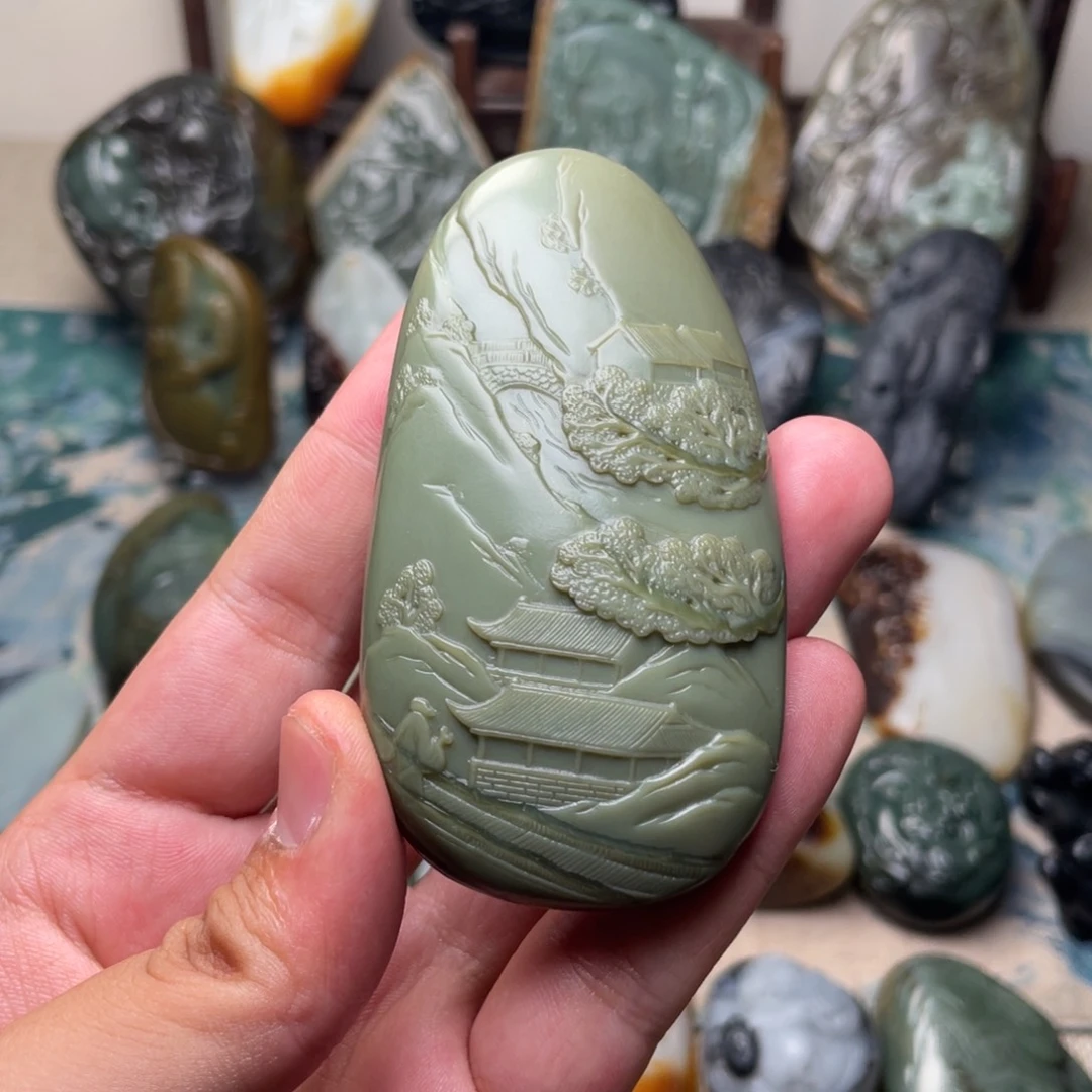 和田玉未镶嵌挂件5**哥山水