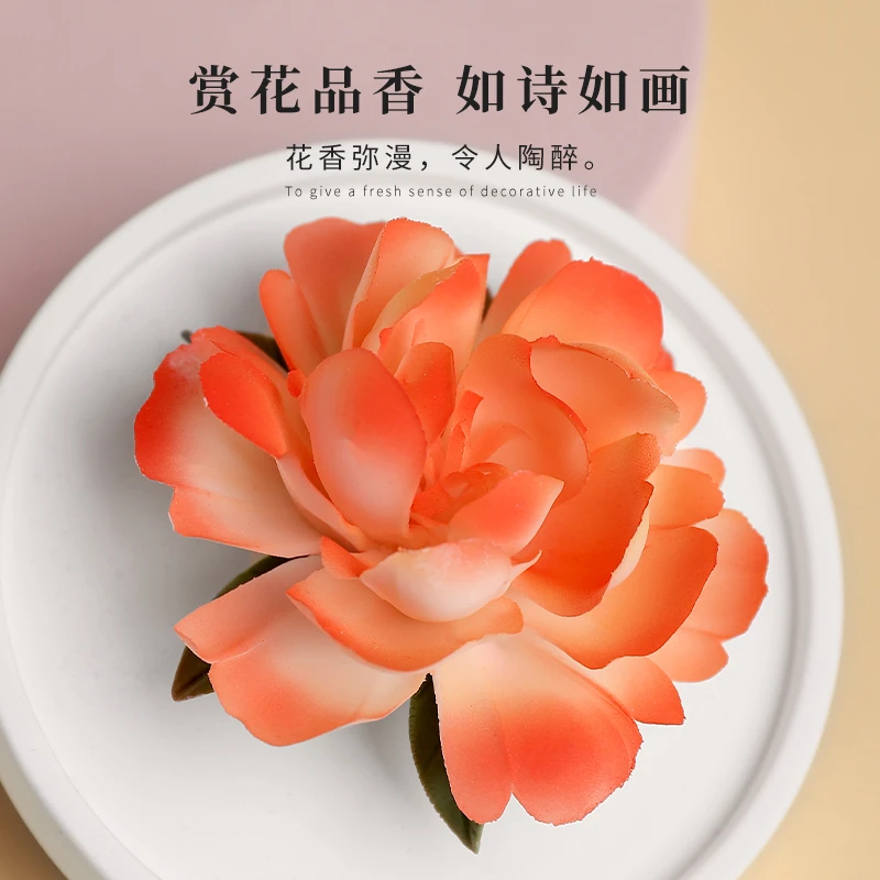 送朋友生日礼物陶瓷非遗手捏牡丹花香薰扩香器摆件客厅桌面装饰品