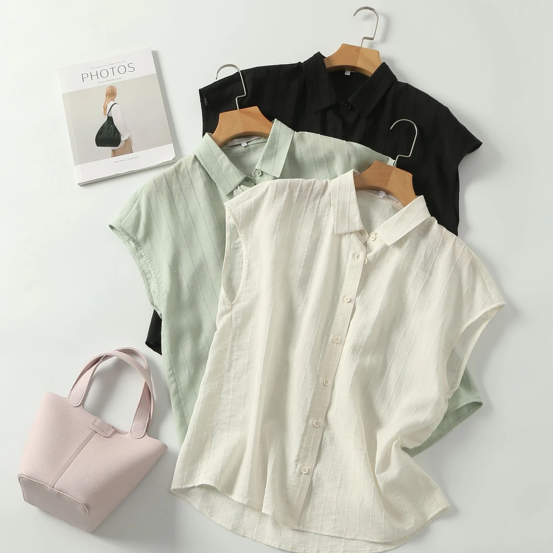 索菲丝尔2025夏季新款短袖衬衫女夏上衣肌理感休闲上衣523002