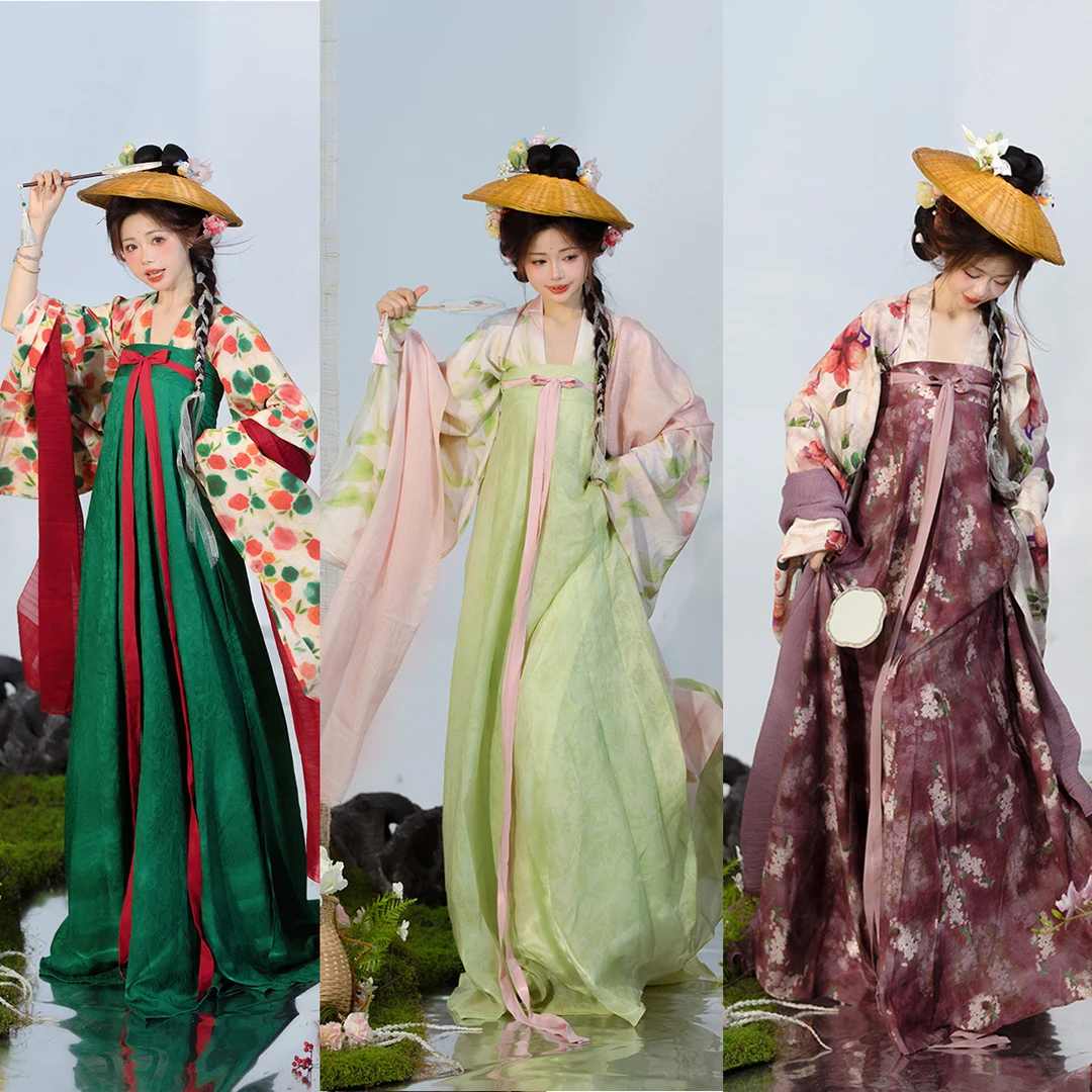 山海记【花田趣】印花齐胸晚唐上衣夏季田园风汉服