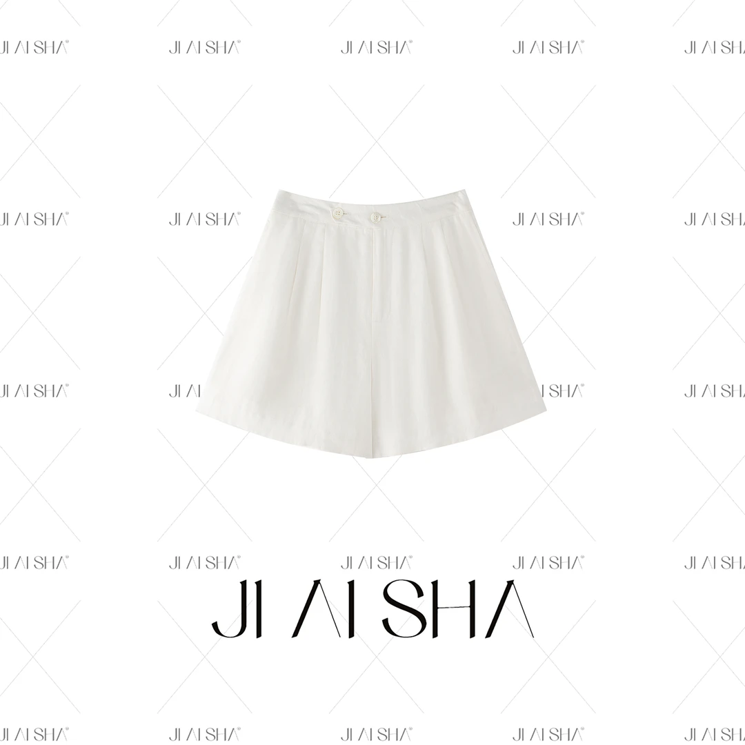 100亚麻极简休闲气质百搭薄款短裤qc JAS-XA-8789