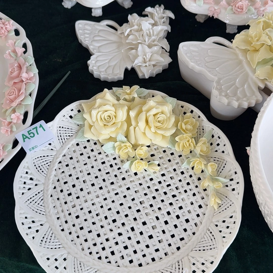 手工编织捏花玫瑰盘小号